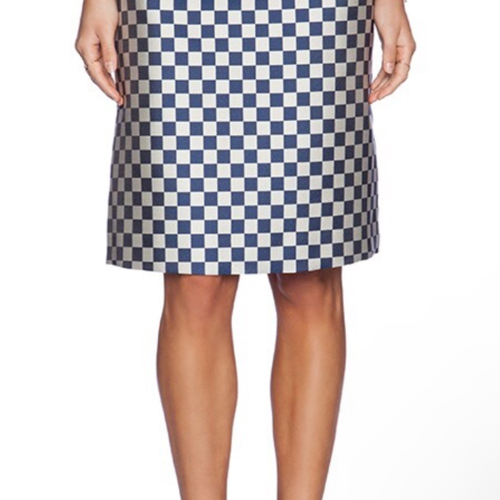 Checkered Blue and White Women's Skirt - Picture 2 of 3